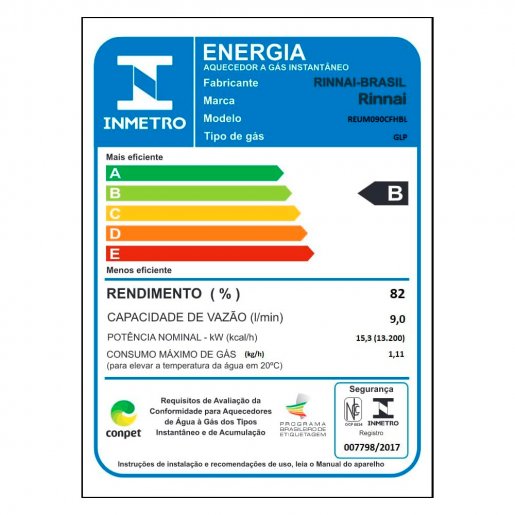 Aquecedor a Gás M09 GLP Branco Rinnai